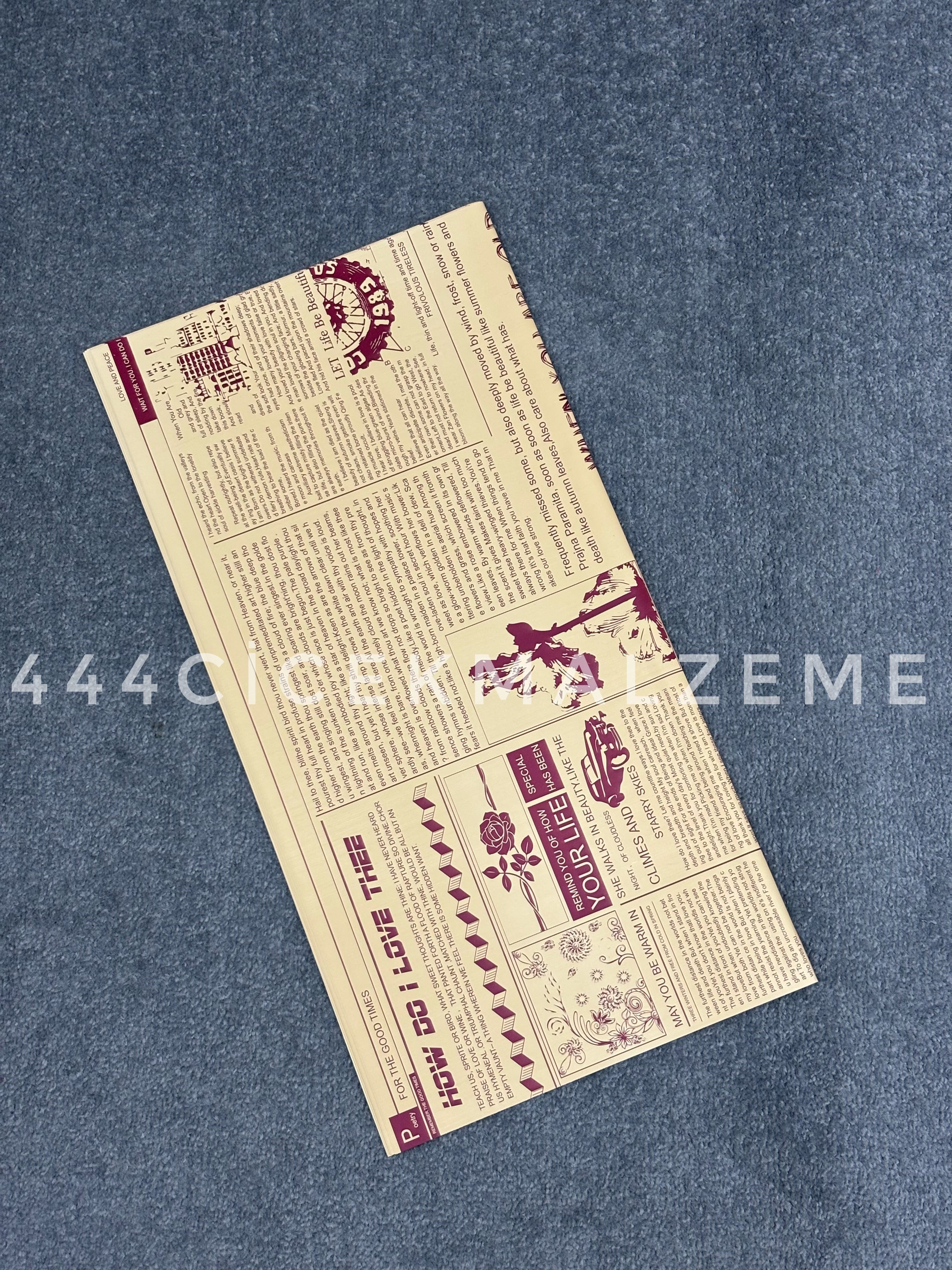 Gazete Motif Tabaka Jelatin