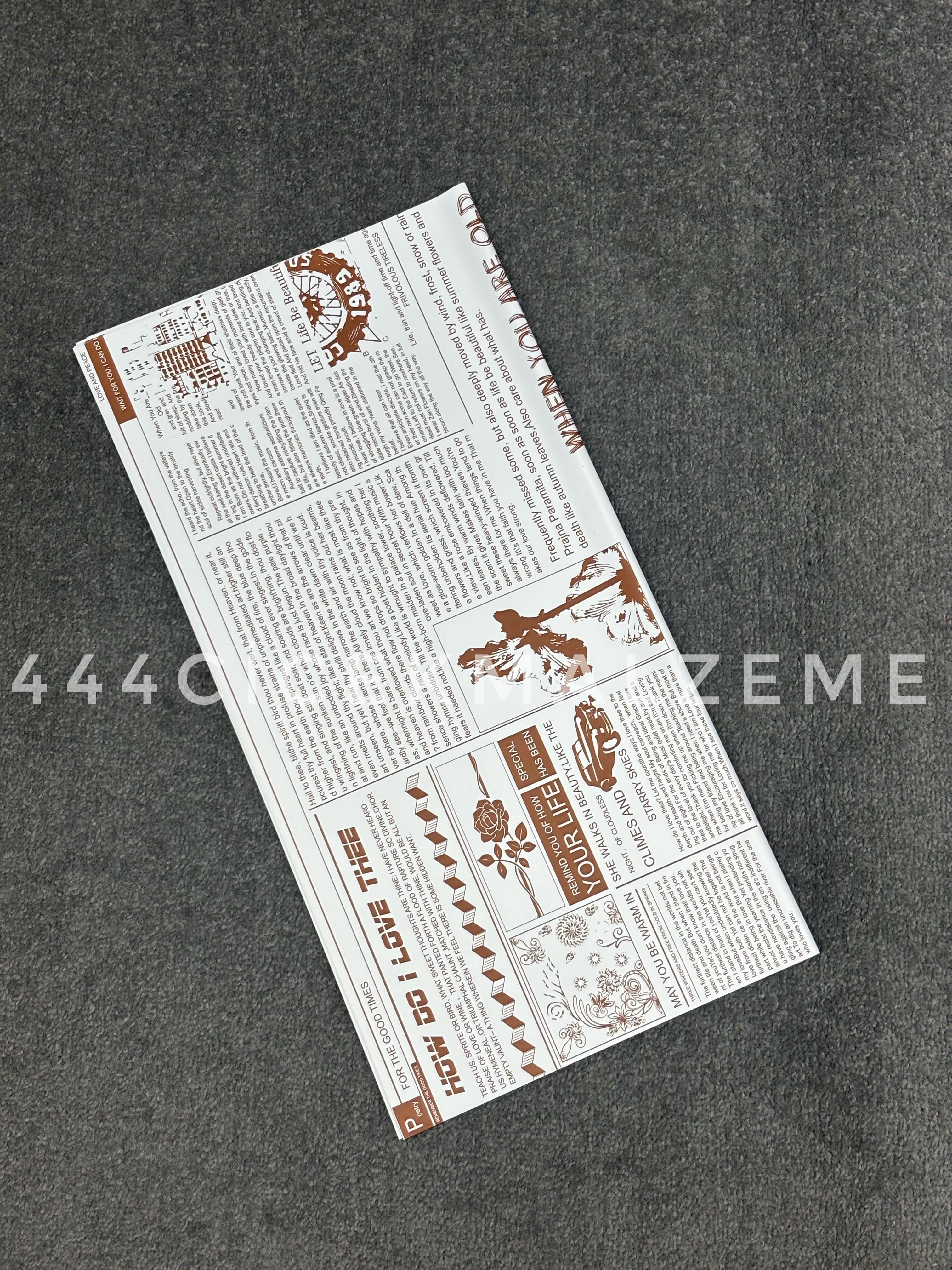 Gazete Motif Tabaka Jelatin