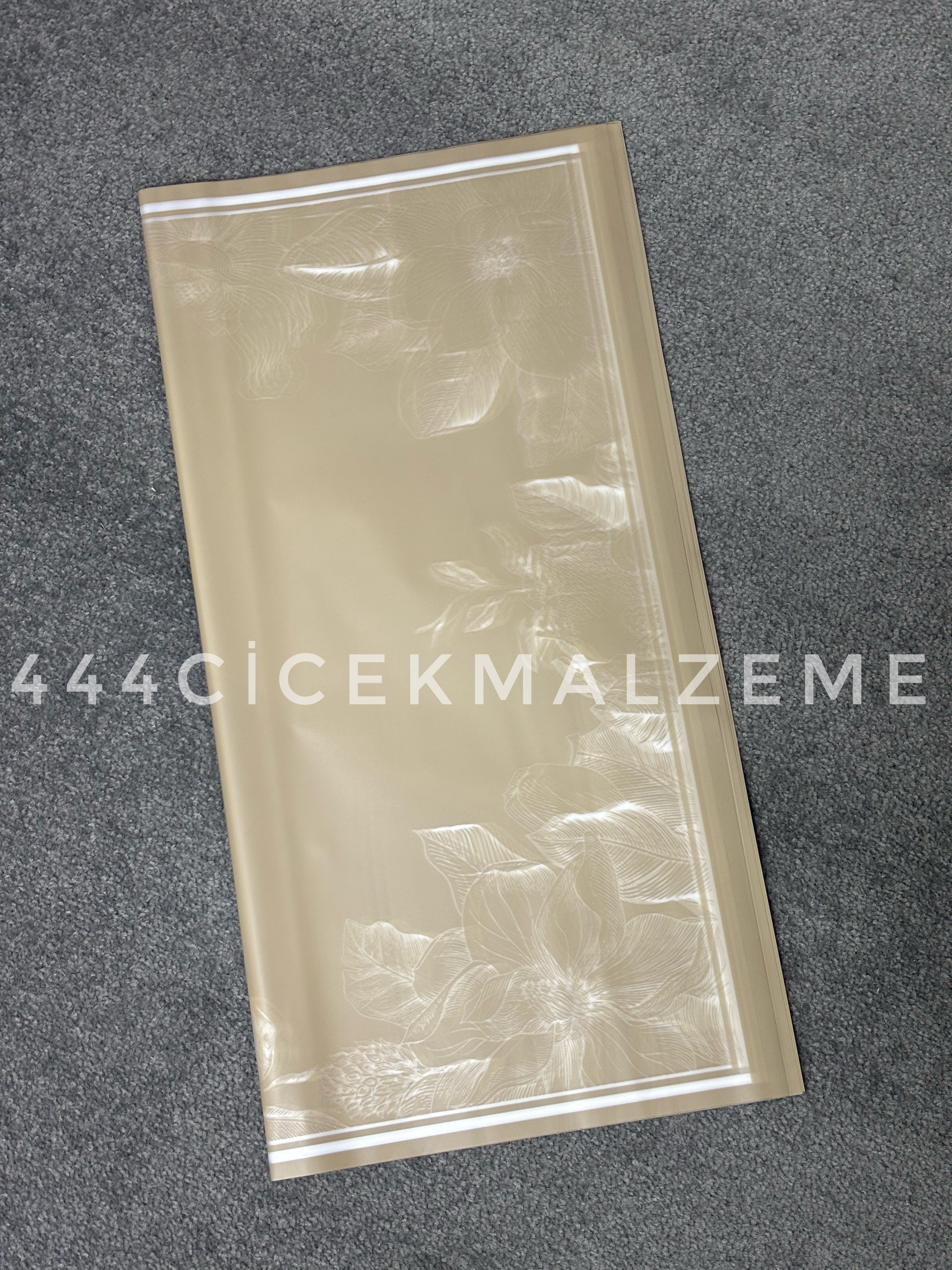 zambak desenli bej çiçek jelatini